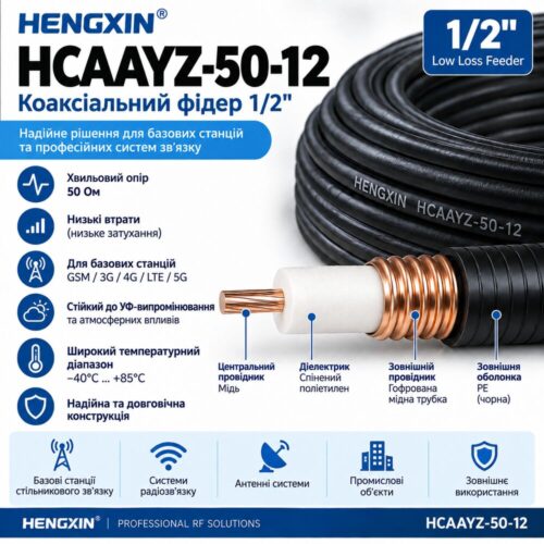 Високочастотний фідер 1/2 Hengxin HCAAYZ-50-12 Високочастотний фідер 1/2 Hengxin HCAAYZ-50-12