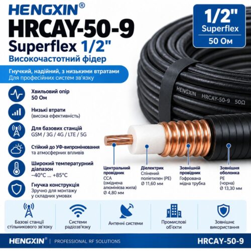 Високочастотний фідер Superflex 1/2 Hengxin HRCAY-50-9 Високочастотний фідер Superflex 1/2 Hengxin HRCAY-50-9